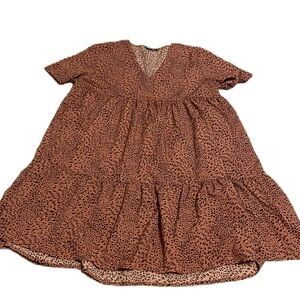 Shein XL cheetah print v-neck short sleeve baby doll dress